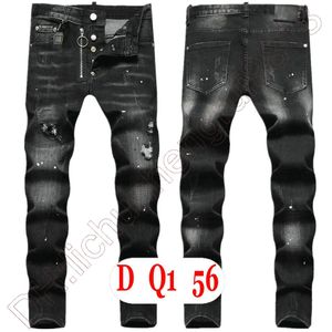 Mens Jeans D2 Luxury Italy Designer Denim Jeans Men Embroidery Pants DQ2&1056 Fashion Wear-Holes splash-ink stamp Trousers Motorcycle riding Clothing US28-42/EU44-58