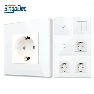 Smart Home Control Bingoelec White Light Touch Switch And Wall Socket With Crystal Glass Panel Switches Sockets For Improvement