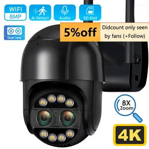 Wifi Camera 8x Zoom Dual-Lens Human Detect CCTV 4MP Smart Home Outdoor Audio P2P Surveillance ICSEE