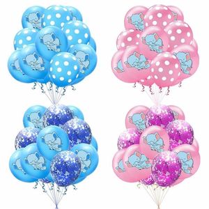 Party Decoration 15st Lot 12Inch Elephant Latex Balloons Colored Confetti Födelsedagsdekorationer Baby Shower Helium Ballon277f