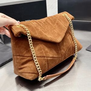 2024 New Shoulder Bags Designer Women Loulou Puffer Suede Messenger Bag France Brand Quilted Leather Crossbody Handbag Lady Double Chain Straps Shoulder Handbags