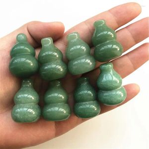 Estatuetas decorativas 28mm natural verde aventurina esculpida cabaça pedra de cristal cucúrbita decoração artesanato cristais de quartzo 1 peça
