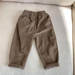 Trousers Boy Girl Clothing 2024 Corduroy Spring Autumn Pants Beige Brown School 1 2 3 4 5 6 7 8 9 10 11 12 Years Elastic