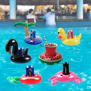 Inne baseny Spashg Inflatible Cup Holder Akcesoria do basenu Drink Floating Flamingo Donut Basen Float Pierścień Pierwida Party