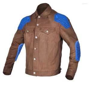 Мотоциклетная одежда, куртка из джерси, защита спины, длинный рукав, вощение, ретро, водонепроницаемое пальто, рубашка