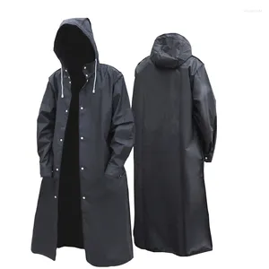 Raincoats preto moda adulto impermeável longo homens mulheres capa de chuva com capuz para grande menino menina viagem pesca escalada ciclismo