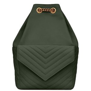 Kvinnors ryggsäck mode utomhus väska fast färg v-stripe metall logotyp design casual läder resväska273g