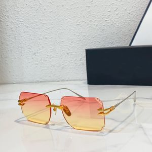 Rimless Sunglasses Cut Decor Gold Frame Pink Gradient Women Designer Sunglasses Shades Sunnies Gafas de sol UV400 Eyewear with Box