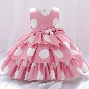 Mädchen Kleider Sommer Gelb Baby Prinzessin Kleinkind Säugling Schleife 1. Geburtstag Party Tutu Geboren Polka Dots Hochzeit Abendkleid