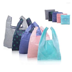 Gift Wrap 100pcs/Lot Custom Logo Wholesale Nylon Foldable Grocery Bags Eco-friendly Ripstop Pouch Reusable Folding Polyester Shopping Bag