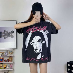 Magliette Hellstar Magliette da uomo Magliette da donna Hip Hop Streetwear Maniche corte stampate alla moda Maglietta firmata T-shirt da coppia ampia Graffiti T-shirt divertente Moda 23