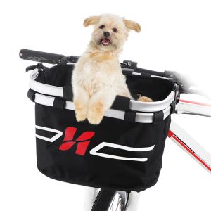 Carrier Bicycle Front Basket Collapsible Bike Handlebar Bag Pet Cat Dog Carrier Basket Bike Shopping Commuting for Cycling