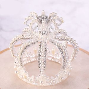 Smycken Forseven Shining Crystal Simulated Pearls Tiaras Crowns pannband Prinsessan Diadem Bride Noiva Wedding Party Decorative Smycken