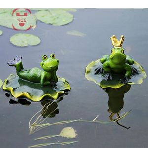 Reçine Yüzen Kurbağalar Heykeli Yaratıcı Kurbağa Heykel Açık Bahçe Göleti Dekoratif Ev Balık Tank Bahçe Dekoru Masa Süsleme T2001261U