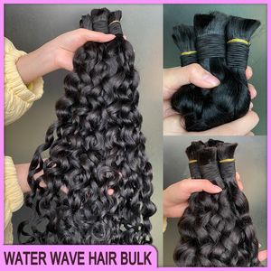 Bästsäljande klass 12A Hårförlängningar 100% Raw Human Hair Weft Peruansk Indian Brazilian Water Wave Hair Bulk 3 Bunds