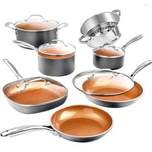 Cookware Sets Pots And Pans Set 12 Piece With Ultra Nonstick Ceramic Coating By Chef Daniel Green PFOA Free