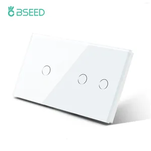 Smart Home Control BSEED Double Wall Touch Switches 3/4/5/6Gang Light Sensor Switch Crystal Glass Waterproof Panel EU Standard Blue