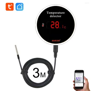 Smart hemkontroll Konlen Tuya WiFi Temperatursensor 3M Wire Probe Digital SmartLife Thermometer Water Pool Thermostat Remote Alarm