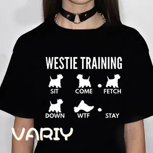 Mulheres Camisetas Westie West Highland White Terrier Impressão T-shirt Mulheres Verão Solto Manga Curta Animal Oversized Top Tee Casal