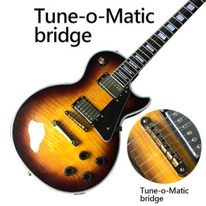 Anpassad butik, tillverkad i Kina, LP Custom High Quality Electric Guitar, Tune-O-Matic Bridge, Gold Hardware, Free Frakt