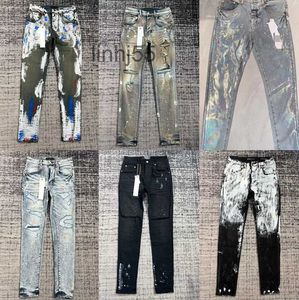 Mäns jeans ksubi designer mens jeans lila hög midja långa byxor rippade rakt regelbundet tvättade gamla långa svarta staplade storlek 28-40fhei