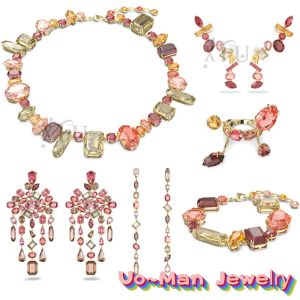 Bracelet Earrings Necklace Sets 2024 XFU Original Boutique Jewelry Set Gema Shining Crystal Fashion Womens Earrings Bracelet Necklace Ring Party Gift Band