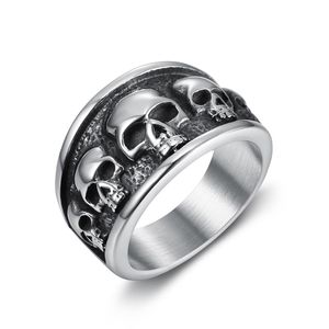 Retro Vintage Stainless Steel Men Ring Gothic Skull Skeleton Party Statement hiphop Ring Finger For Women Size 5-16