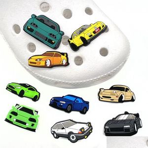 Peças de sapato acessórios de borracha macia esportes carros de corrida pars accesssories fivela jibitz para tamanco encantos botões pinos charme gota deli dhas4