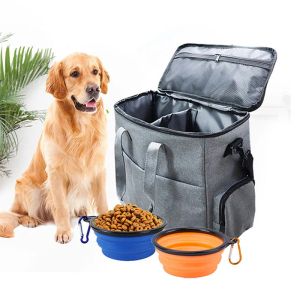 Carrier Multifunction Travel Dogs Shoulder Bag Pet Food Tote Carrier Container Organizer With Collapsible Bowl Pooch Training Backpack