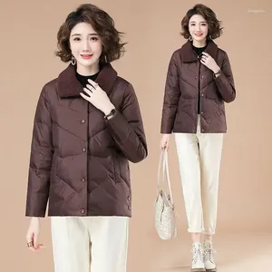 Women's Trench Coats Ladies' Cotton Clothing Winter Fashion Fleece Jacket Lamb Fur Collar Solid Color Short Loose Warm
