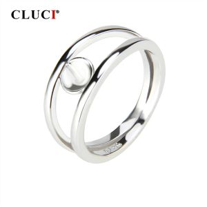 Halskette CLUCI 925 Sterling Silber Zwei Schleifen Design Damen Perlenring Montage Echtsilber 925 Ringe Schmuck Geschenk für Frauen SR1031SB