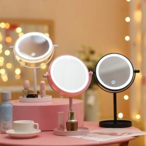 Espelhos Mini Led Espelho de Maquiagem Portátil Dobre Desmontar e Montar o Desktop Hand Held Travel Mirror Touch Dimming