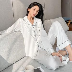 Women's Sleepwear Women Set Pajamas Satin Loungewear Drop Suit Pyjamas Pijama Couple Sales Silk