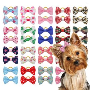 Abbigliamento per cani 10/20/30 pezzi Fiocchi per peli di gatto con elastici Toelettatura Colori misti Decora piccoli accessori Copricapo per animali domestici