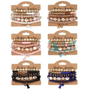 Charm-Armbänder, 6 Farben, koreanische Mode, einfache Polymer-Ton-Perlen, Armband-Sets, Boho-Stil, handgefertigter Armreif-Schmuck für Männer und Frauen