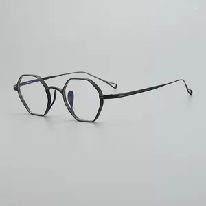 Okulary przeciwsłoneczne ramy czyste tytanowe okulary ramy kobiety KMN152 Vintage wielokąta krótkowzroczność