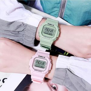 Armbandsur panars vit digital klocka för män kvinnor sport unisex 30 m vattenbeständig klocka bakljus pu rem elektronisk klocka3332