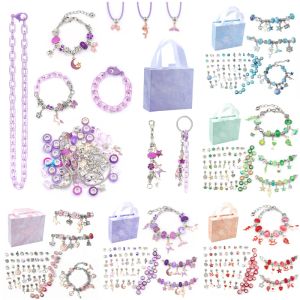 Legeringsarmbandpaket för kvinnor DIY -smycken tillverkning av tillbehör Metall charms uppsättning för barn handgjorda makroporösa pärlor trend hand sträng ny