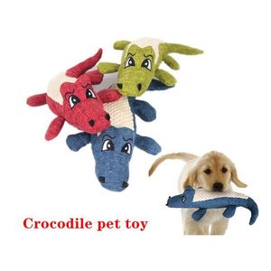 Dog Toys Chews 3 Colors Pet Toy Linen P Animal Dogs Chew Squeak Clean Teeth Coy Clogodile Puzzle Blue Red Green Drop Delivery Home Otgjf