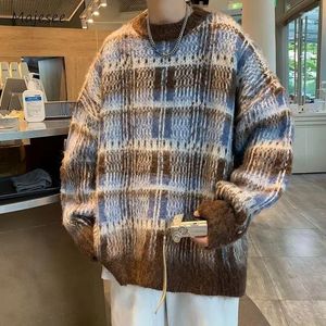 Men's Sweaters Knitted Men Winter Warm Soft Colorful Teenagers Vitality Retro Slouchy Couple Baggy American Style Aesthetic