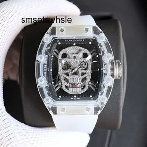 Automatiska mekaniska klockor Wristwatch Man Watch Skull RM052-01 RM52 Black Superclone Active Tourbillon Diamond Designer Hollowed Out