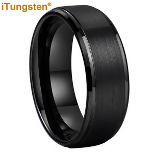 Bands iTungsten 6mm 8mm Black Tungsten Carbide Ring for Men Women Couple Engagement Wedding Band Fashion Trendy Jewelry Comfort Fit