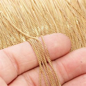 Halsband REAL 14K Guldfylld trottoarkedja 1mm/1,2 mm/1,5 mm Chain Halsband Guldsmycken Minimalistisk guldfylld kedje DIY -smycken