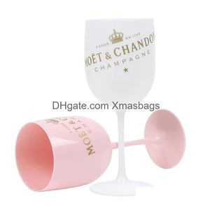 Wine Glasses 480Ml Plastic Glass Party White Champagne Double Door Cocktail Champagnes Flute 8Cm Inventory Wholesale Drop Delivery H Dhp8V