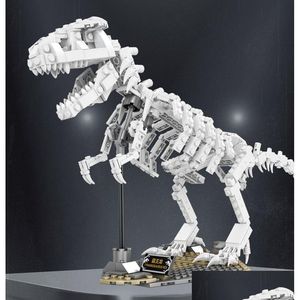 Model Building Kits Dinosaur Toy Jurassic World Party Luminous Skeleton Kit Build Block Decoration Small Particle Lepin Christmas Fo Dhejc