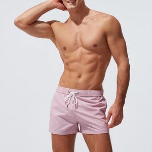 Mäns badkläder 2024 Boxer Swim Trunks Beach Surfing Sports Shorts European American Casual Fashion Low Maisted Solid Color