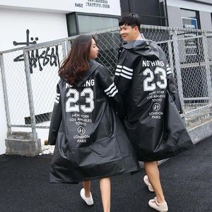 Raincoats Lovers Black Raincoat Fashion Couple Rainwear EVA Men Transparent Women Rain Coat Adult Cloak Poncho Drop