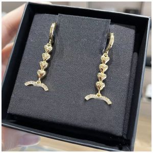 Sweet Love earrings Luxury Full Of Diamond Gold Plated Ladies Long Earrings Designer Wedding Jewelry Wedding Party