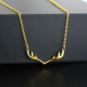 Elegant geverhjort hornhänge halsband silver rosguld älgsmycken för kvinnor djur mode halsband jul present238x