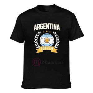 Herr t-shirts 2022 Argentina Soccer T Shirts Country Men Women Football T-shirt Hip Hop Jersey Topps Bomull Tees